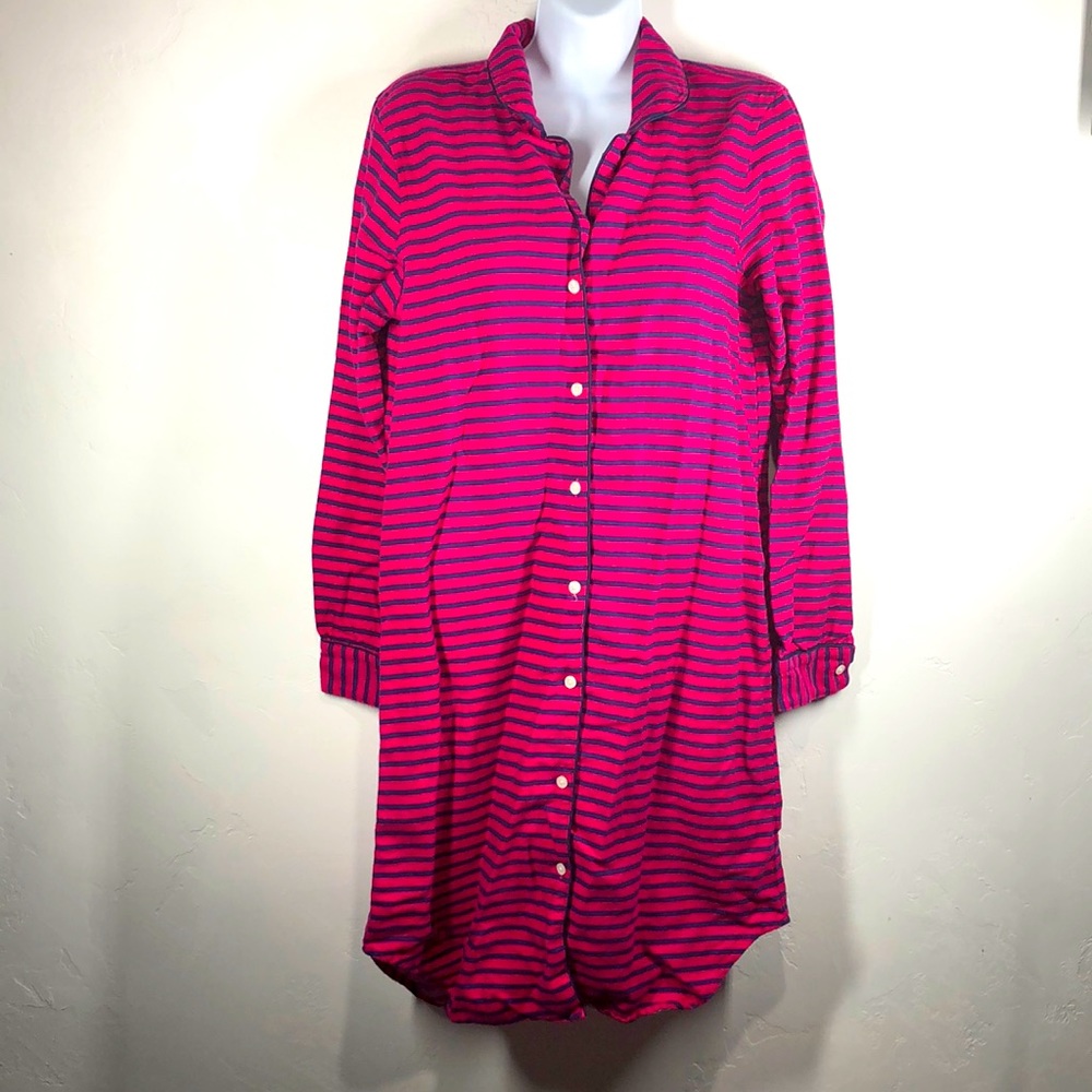 Land’s End pink and blue stripe sleep dress size small